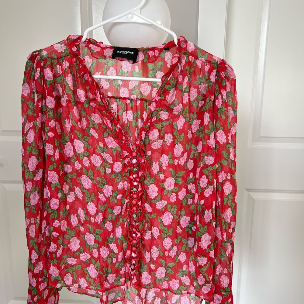 The Kooples Red Floral Blouse